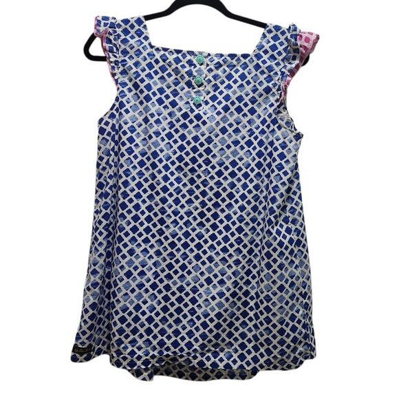 Matilda Jane Hula Hoop Blue Tassel Smocked Top Ruffle Sleeves Women Sz M Summer - Picture 5 of 6